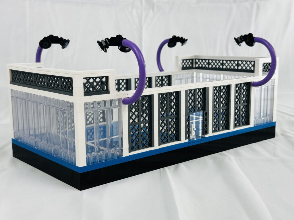 Custom LEGO padel court display model for sports and recreation facilities